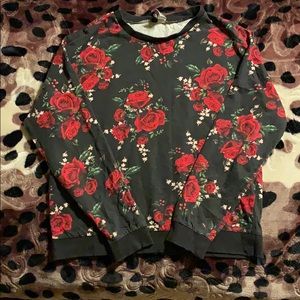 H&M Black Rose Long Sleeve Sweater